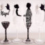 wedding black and white painted glasses with elegant lace