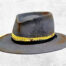 Handmade Custom Grey Wool felt Hat with horse drawing on the crown and yellow details