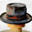 Handmade Vintage man fellt hat with vintage details look, handmade painted and burnt