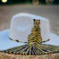 White hat handpainted with gold tiger and blck lines tiger