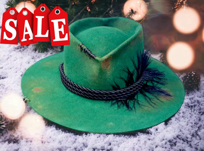 green felt hat burnt unique hat
