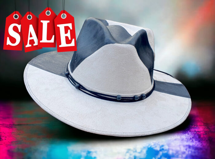 white black handpainted hat suede hat