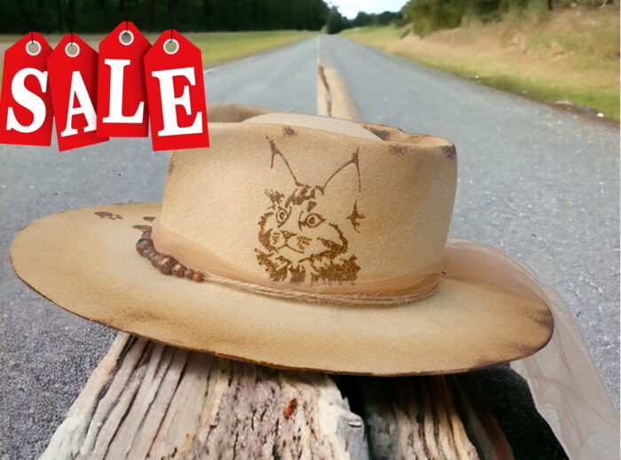 maine coon felt hat engraved beige