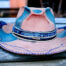 western Pink denim handpainted hat with denim jeans decor unique hat fashion concept