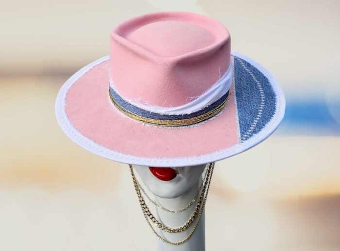 Denim Pink Hat - 55cm - Image 3