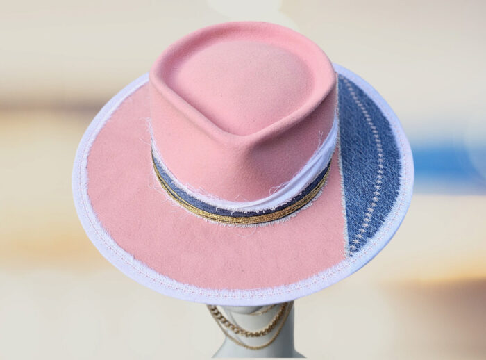 Denim Pink Hat - 55cm - Image 4