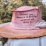 pink bridal hat with white flowers design wool hat felt hat unique concept