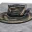 black gold felt wool hat handpainted gold with gold chain