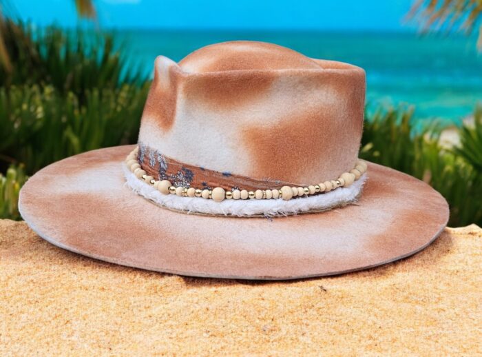 Beige Gold Felt Hat - 58cm - Image 3