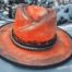 orange handmade fell wool hat, unique design, creative and special