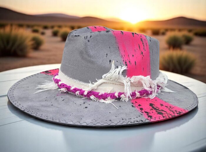 Grey- Pink Hat - ONE SIZE - Image 3