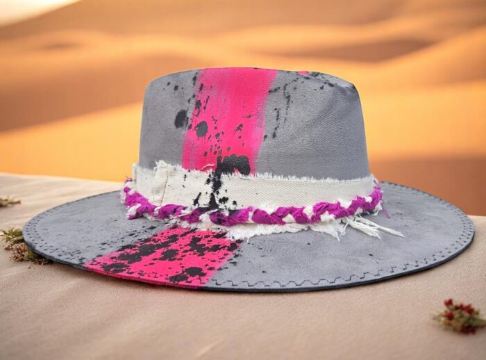 Grey- Pink Hat - ONE SIZE - Image 4