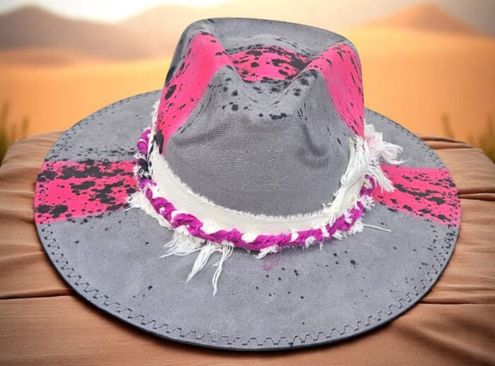 Grey- Pink Hat - ONE SIZE