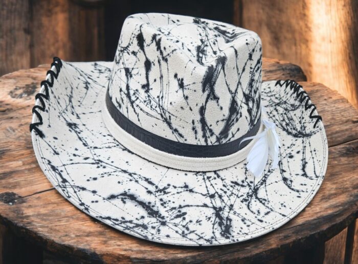 White messy Western Hat - Image 5