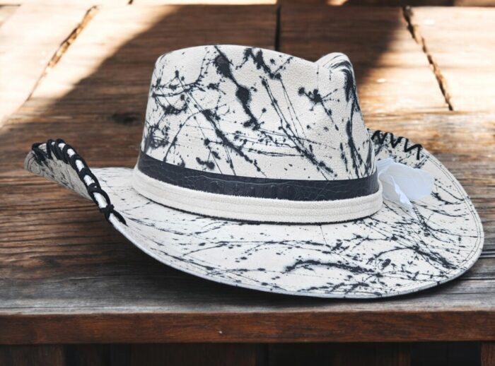 White messy Western Hat - Image 4