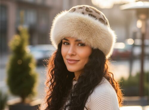 Cozy Leopard Fur Hat Beige