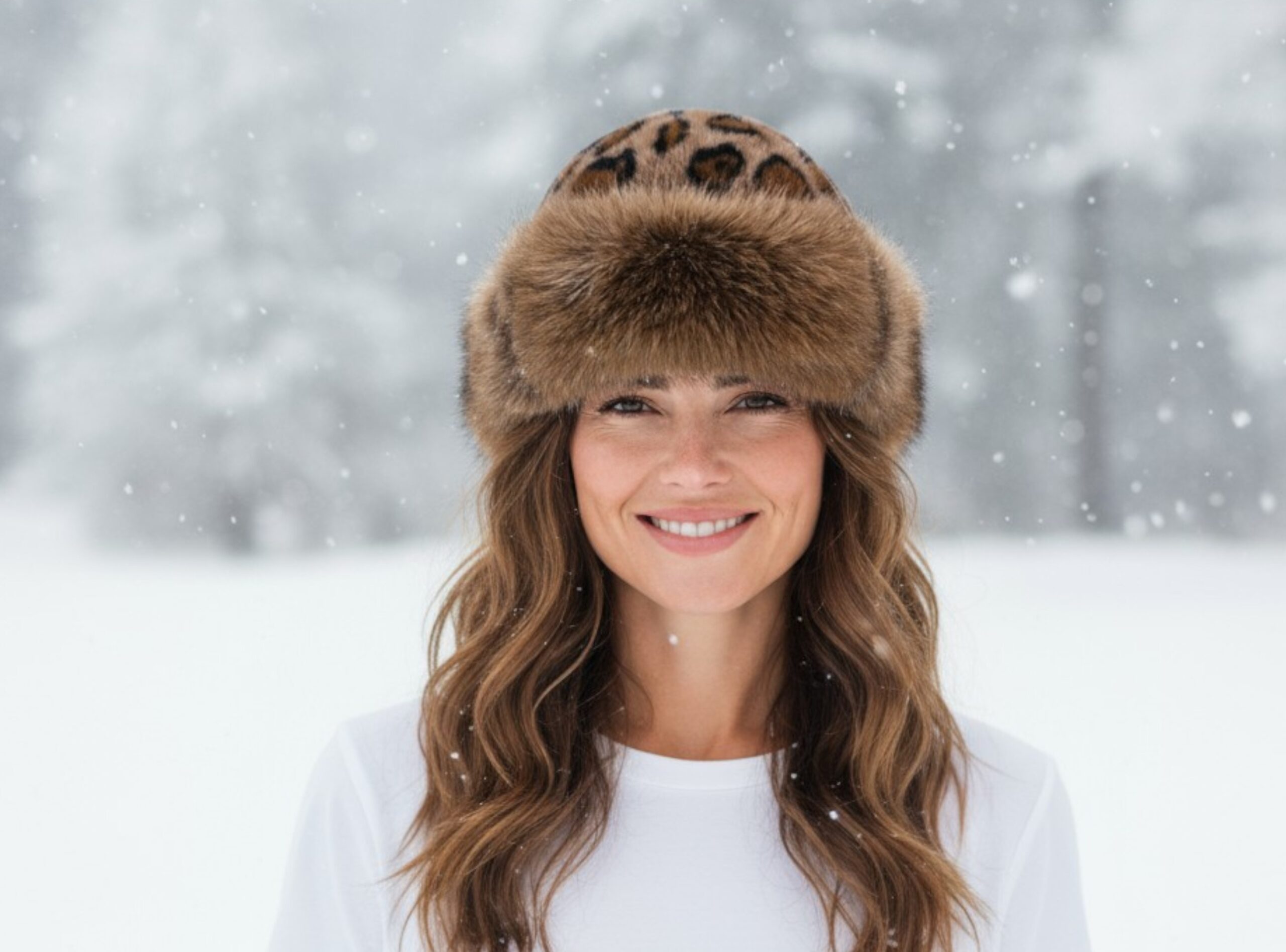 Cozy Leopard Fur Hat white - Image 4