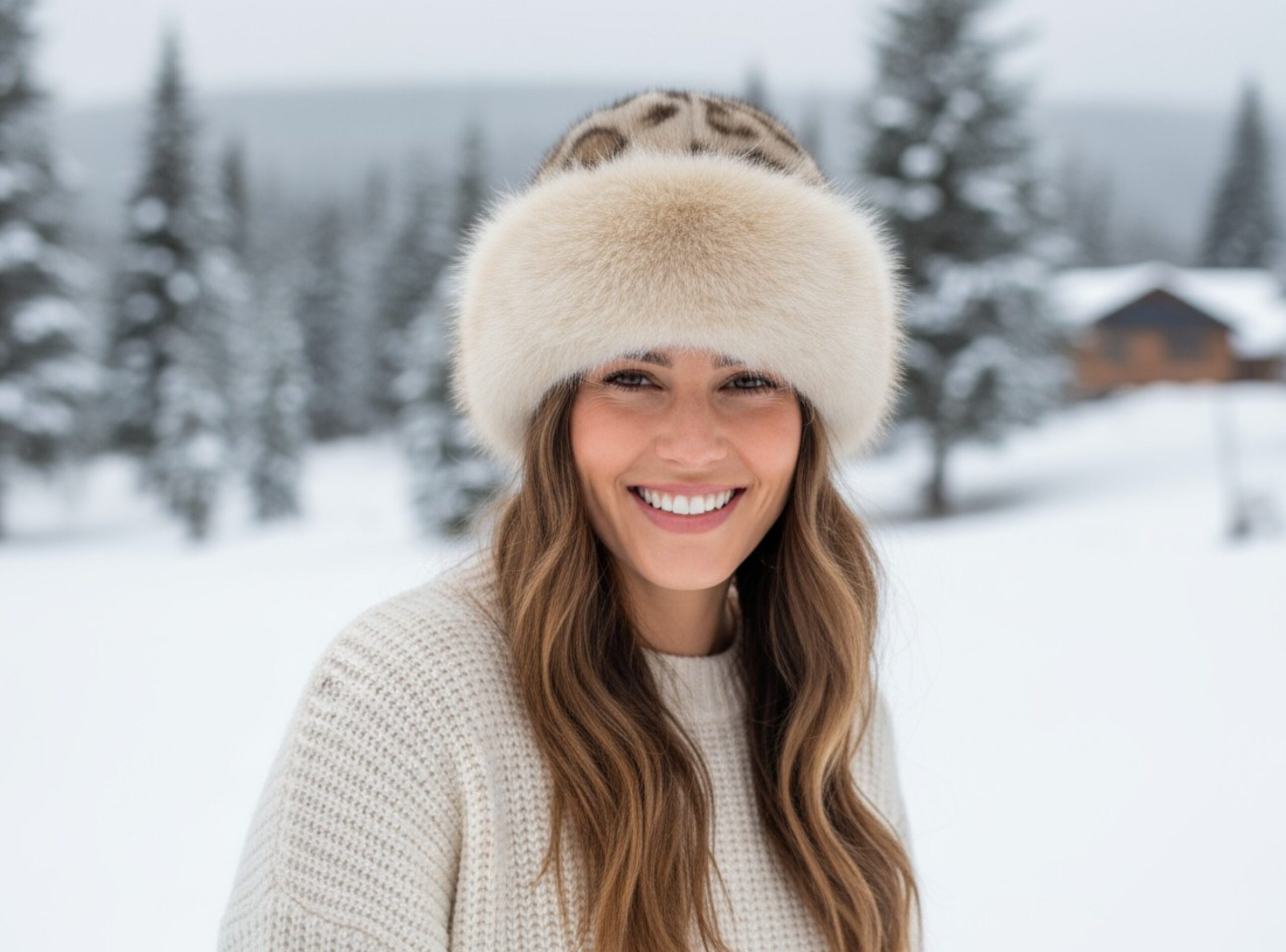 Cozy Leopard Fur Hat white - Image 5