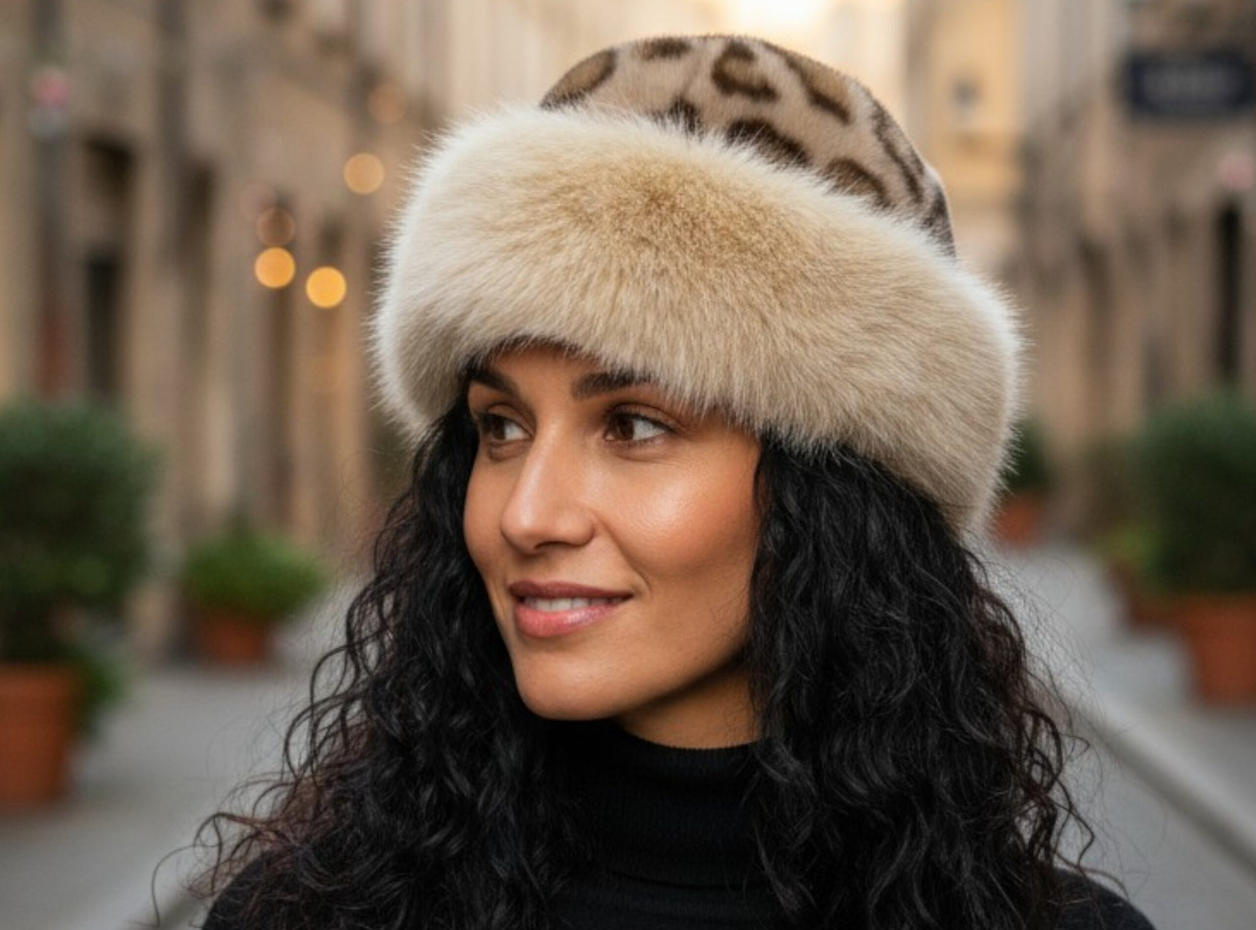 Cozy Leopard Fur Hat white - Image 10